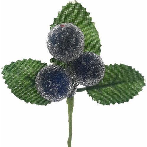 Besjes frosted raspberry pick dark blue 10 cm/ zakje 6 st, Maison & Meubles, Accessoires pour la Maison | Plantes & Fleurs artificielles