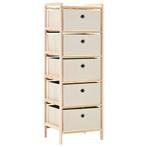 vidaXL Opbergmeubel met 5 stoffen manden cederhout beige, Huis en Inrichting, Verzenden, Nieuw