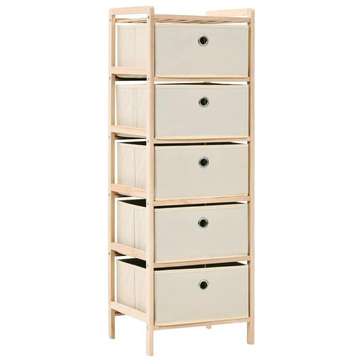 vidaXL Opbergmeubel met 5 stoffen manden cederhout beige, Huis en Inrichting, Kasten | Overige, Nieuw, Verzenden