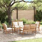 vidaXL Tuinbank Set Naturel Massief teakhout, Tuin en Terras, Verzenden, Nieuw