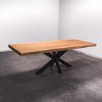 Boomstamtafel, Eettafel 240x97 massief hardhout, metaalpoot, 200 cm of meer, 50 tot 100 cm, Nieuw, Robuust Modern