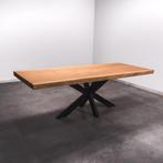 Boomstamtafel, Eettafel 240x97 massief hardhout, metaalpoot, Overige houtsoorten, Robuust Modern, Vijf personen of meer, Rechthoekig