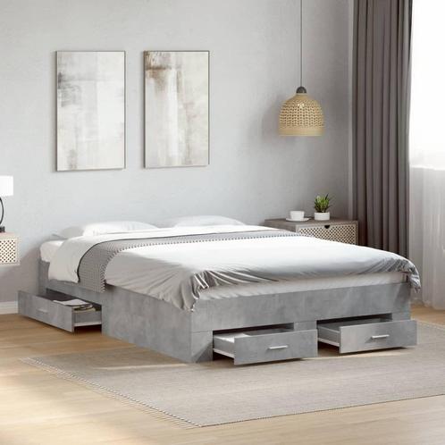 vidaXL Bedframe met lades bewerkt hout betongrijs 120x200 cm, Huis en Inrichting, Slaapkamer | Bedden, Nieuw, Verzenden