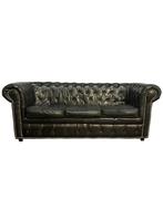Canapé - CHESTERFIELD - Cuir - Couleur noire et verte.