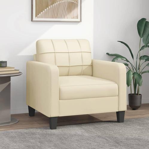 vidaXL Fauteuil 60 cm kunstleer crèmekleurig, Huis en Inrichting, Zetels | Zetels, Nieuw, Verzenden