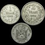 Belgique. Léopold II. lote 3 monedas de plata frank 1887,