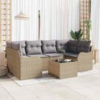 vidaXL 7-delige tuinset met kussens - Beige poly rattan, Verzenden, Nieuw