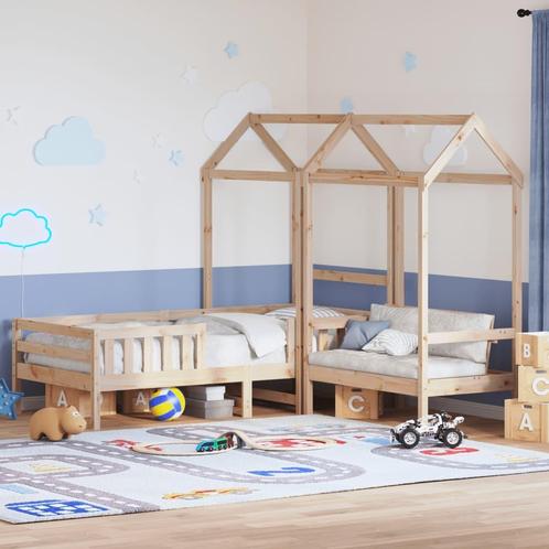 vidaXL Kinderbed met huisje en bankje massief grenenhout, Maison & Meubles, Chambre à coucher | Lits, Envoi