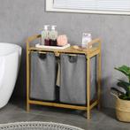 Wasmand – Elegant Living - Bamboe - Twee waszakken - Wit, Huis en Inrichting, Badkamer | Badtextiel en Accessoires, Ophalen of Verzenden