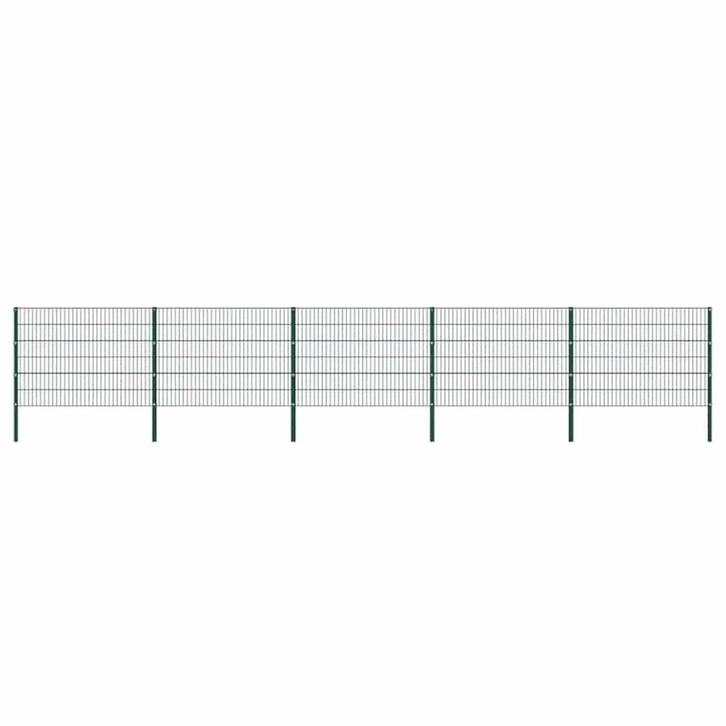 vidaXL Schuttingpaneel met palen ijzer 867x120 cm groen, Tuin en Terras, Tuinhekken en Hekwerk, Nieuw, Verzenden