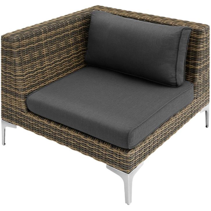 tectake Modulaire wickerset Villanova hoek rechts met alumin, Tuin en Terras, Tuinsets en Loungesets, Verzenden