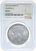 Belgique. Léopold II. 5 Francs 1873 - NGC MS62 (Position A), Postzegels en Munten