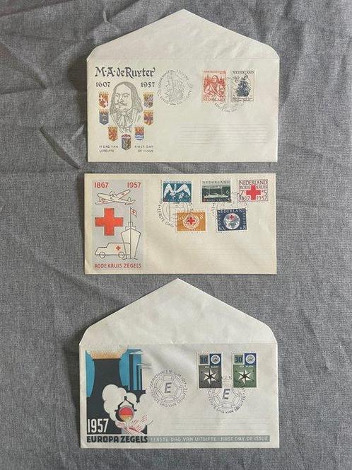 Nederland 1957 - Selectie FDCs 3 stuks - NVPH E30, E31, E32, Timbres & Monnaies, Timbres | Pays-Bas