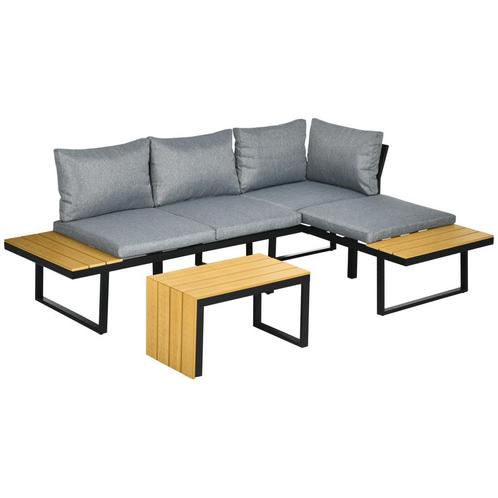 Tuinmeubelset - Aluminium frame – Zitkussens - Donkergrijs, Tuin en Terras, Tuinsets en Loungesets, Nieuw, Ophalen of Verzenden