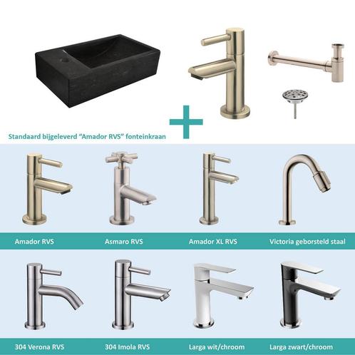 FonteinPack Recto Natuursteen Links 40x22x10 cm RVS (Keuze, Doe-het-zelf en Bouw, Sanitair, Overige typen, Nieuw, Ophalen of Verzenden