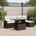 vidaXL Salon de jardin avec coussins 6 pcs marron, Verzenden, Salons de jardin