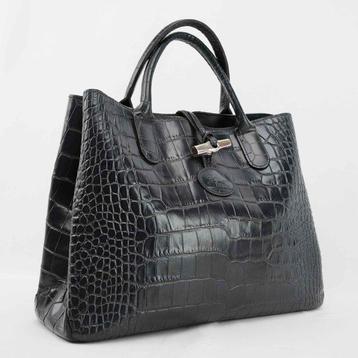 Longchamp - Crocodile-Embossed Leather Handbag - Sac à main