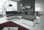 Hoekbank Nicoreta - Grijs - Wit - Links - velvet - Leer, Huis en Inrichting, Verzenden, Nieuw