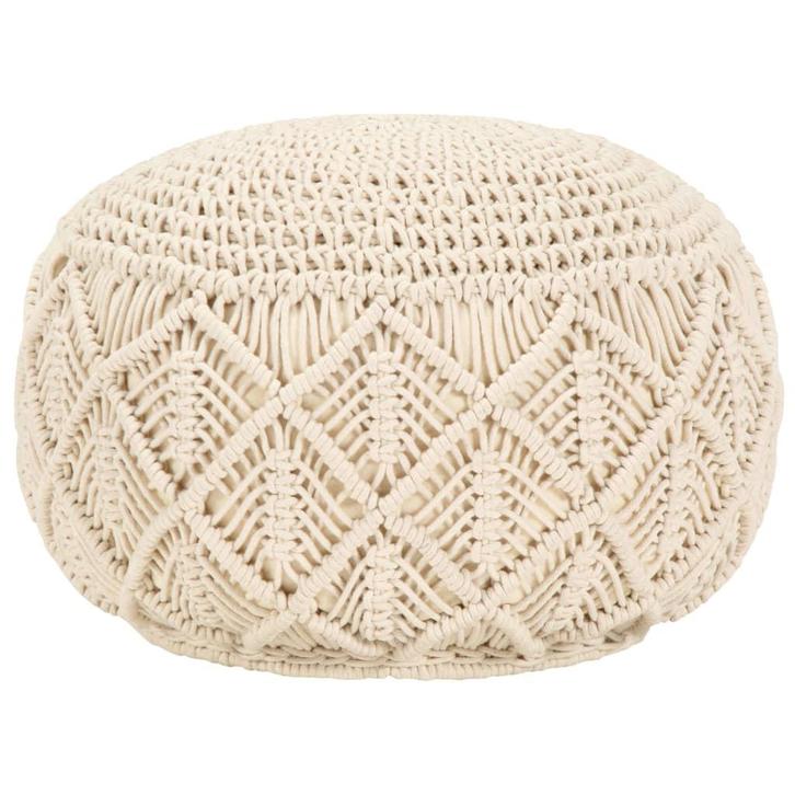 vidaXL Poef macramé handgemaakt 45x30 cm katoen, Huis en Inrichting, Zetels | Voetbanken en poefs, Nieuw, Verzenden