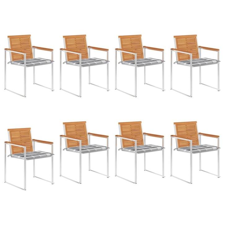 vidaXL Tuinstoelen 8 st met kussens massief acaciahout, Tuin en Terras, Tuinstoelen, Nieuw, Verzenden