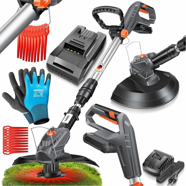 MASKO® Grastrimmer op accu - Bosmaaier - Grijs, Tuin en Terras, Grastrimmers, Nieuw, Verzenden