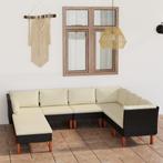 vidaXL 8-delige Loungeset met kussens poly rattan zwart, Tuin en Terras, Verzenden, Nieuw, Loungeset