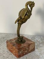 Statue, Bronzen Watervogel op Sokkel - 25 cm - Bronze,