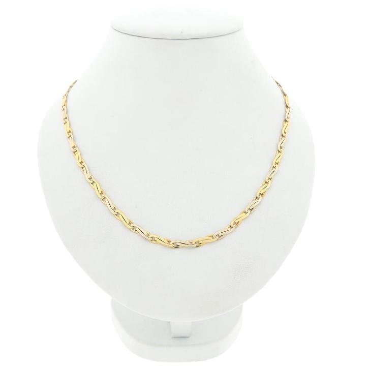 Bicolor gouden infinity schakel ketting | 50,5 cm, Handtassen en Accessoires, Kettingen, Overige kleuren, Gebruikt, Goud, Ophalen of Verzenden