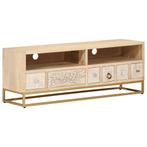vidaXL Tv-meubel 110x30x40 cm massief ruw mangohout en ijzer, Verzenden, Nieuw