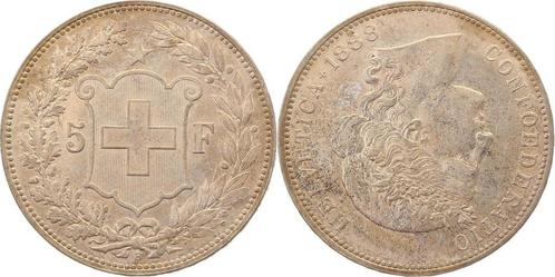 5 Franken 1888 B Schweiz Confederatio Helvetica vz+ zilver, Postzegels en Munten, Munten | Europa | Niet-Euromunten, België, Verzenden