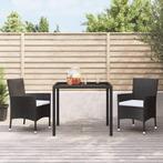 vidaXL Tuinstoelen met kussens 2 st. zwart poly rattan, Verzenden, Nieuw