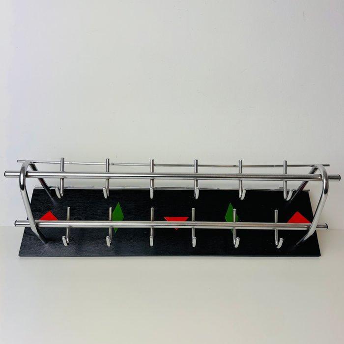 Kapstok - Hout, Verchroomd - Modernistisch Geometrisch, Antiek en Kunst, Kunst | Designobjecten