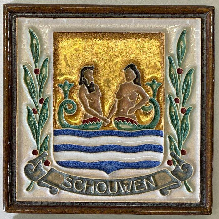 Tegel - Cloisonné tegels - het wapen van Zeeland & Schouwen, Antiek en Kunst, Antiek | Glaswerk en Kristal
