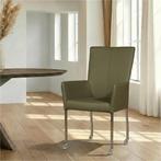 Leren eetkamerstoel Deal met armleuning - Toledo Olive, Huis en Inrichting, Stoelen, Ophalen of Verzenden, Nieuw, Leer, Modern