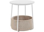 Veiling - iBella Living bijzettafel rond met mand wit, Huis en Inrichting, Nieuw