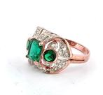 Zonder Minimumprijs - Ring - 9 kt. Roségoud, Zilver Smaragd, Handtassen en Accessoires, Ringen, Nieuw