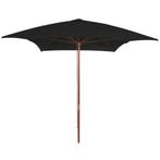 vidaXL Parasol met houten paal 200x300 cm zwart, Tuin en Terras, Verzenden, Nieuw