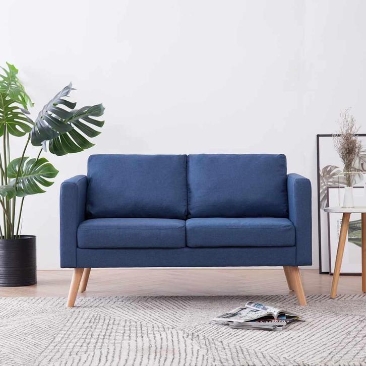 vidaXL Tweezitsbank stof blauw, Huis en Inrichting, Zetels | Zetels, Nieuw, Verzenden