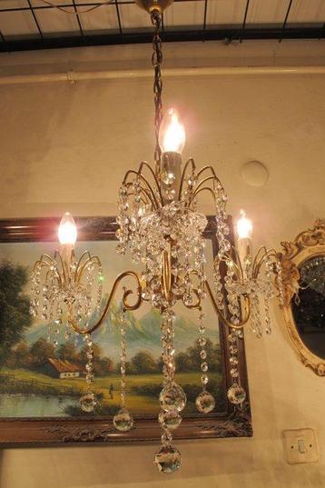 Lustre - Laiton doré - Lustre en cristal ancien
