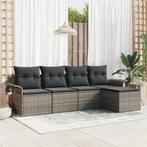 vidaXL Tuinbank Set met kussen met opslag 5 pcs Grijs Poly, Tuin en Terras, Verzenden, Nieuw