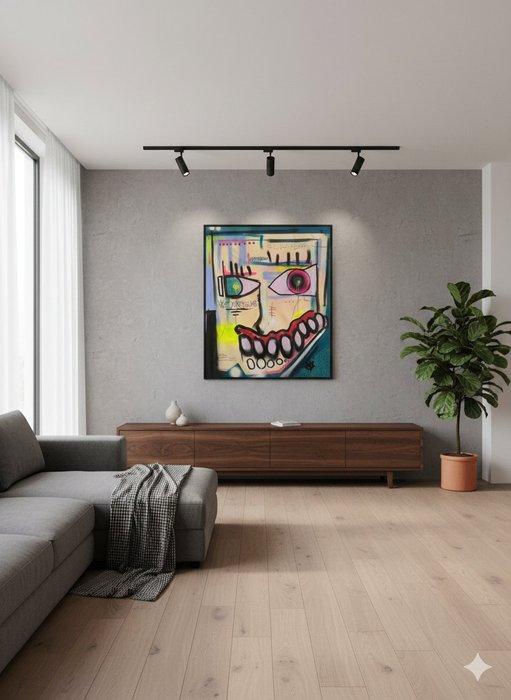 Marco Andolina - Neon face, Antiquités & Art, Art | Peinture | Moderne