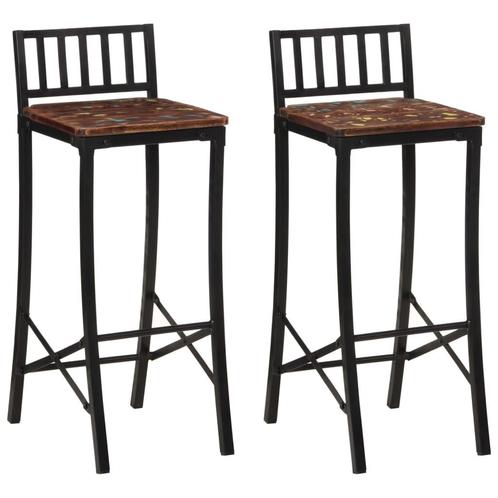 vidaXL Barstoelen 2 st massief gerecycled hout, Huis en Inrichting, Barkrukken, Nieuw, Verzenden