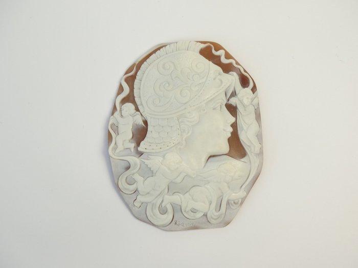 Schelp Replica Cameo - Cameo Minerva met Putti (Zonder, Antiek en Kunst, Antiek | Overige Antiek