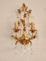 Kaars wandlamp - IJzer, Kristal, Verguld - Blattgoud met de
