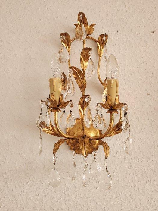Kaars wandlamp - IJzer, Kristal, Verguld - Blattgoud met de, Antiek en Kunst, Antiek | Overige Antiek