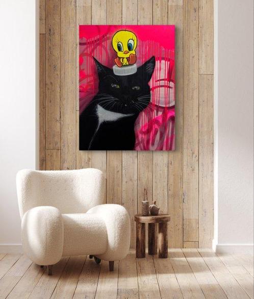 Hiones (XX-XXI) - Cat x Tweety (U.V. Effect), Antiek en Kunst, Kunst | Schilderijen | Modern