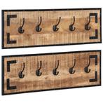 vidaXL Porte-manteaux 2 pcs 80x8x25 cm bois de manguier, Maison & Meubles, Accessoires pour la Maison | Portemanteaux, Verzenden