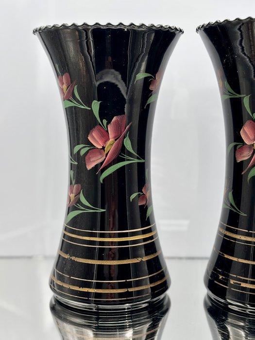 De Rupel Boom Glasfabriek - Vaas (2) - Hyalite - 28, Antiek en Kunst, Antiek | Glaswerk en Kristal