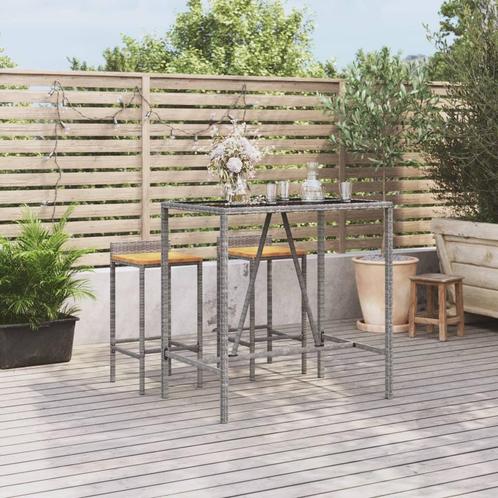 vidaXL Bartafel met glazen blad 110x70x110 cm poly rattan, Tuin en Terras, Tuintafels, Nieuw, Verzenden