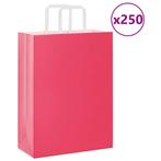 vidaXL Papieren zakken 250 st met hengsels 26x12x35 cm roze, Diversen, Cadeauverpakkingen, Verzenden, Nieuw